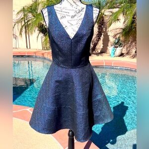 Blue metallic Sleeveless Dress size 6 Y2K prom homecoming express